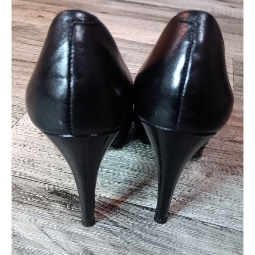 Nine West 8.5 Black Quabree Platform Pump Business Event Occasion Leather Heels - Picture 5 of 6